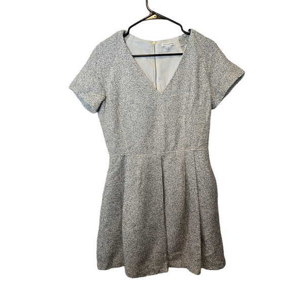 Club Monaco Black White Speckled Cotton Blend Fit Flare Dress Size 10 - Picture 1 of 7